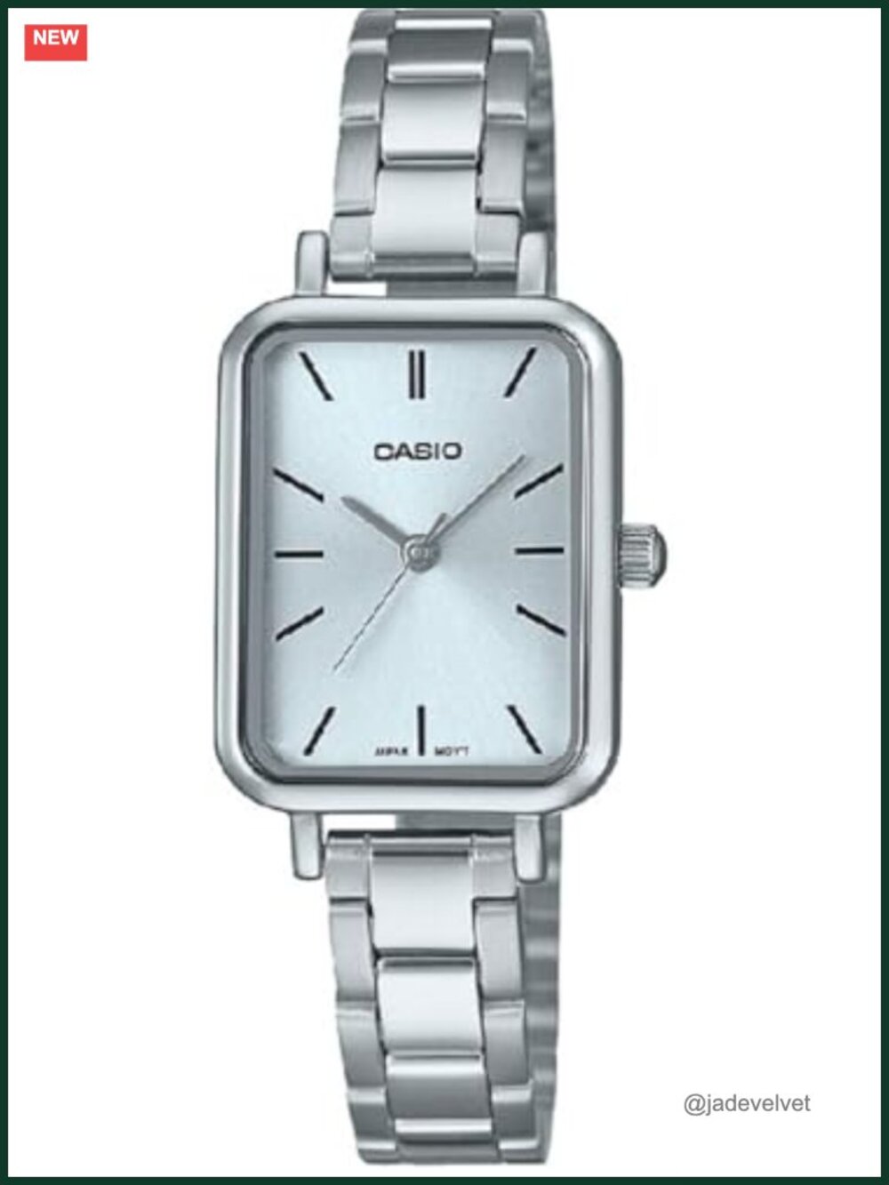 Casio Women's Petite Stainless Steel Dress Watch Rectangular Water Resistant